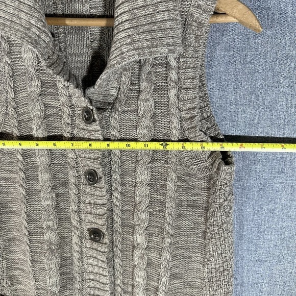 Y2K Brown Knit Sweater Vest Women's w/ Buttons & Front Pockets - Picture 6 of 6